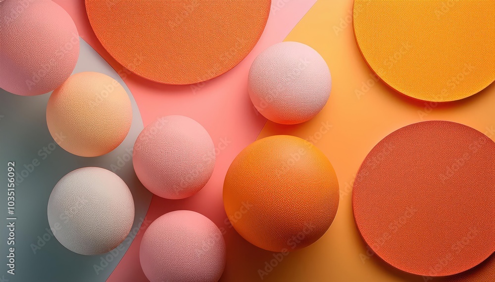 Poster vibrant abstract circular shapes with gradients in warm hues of orange and pink. perfect for modern 