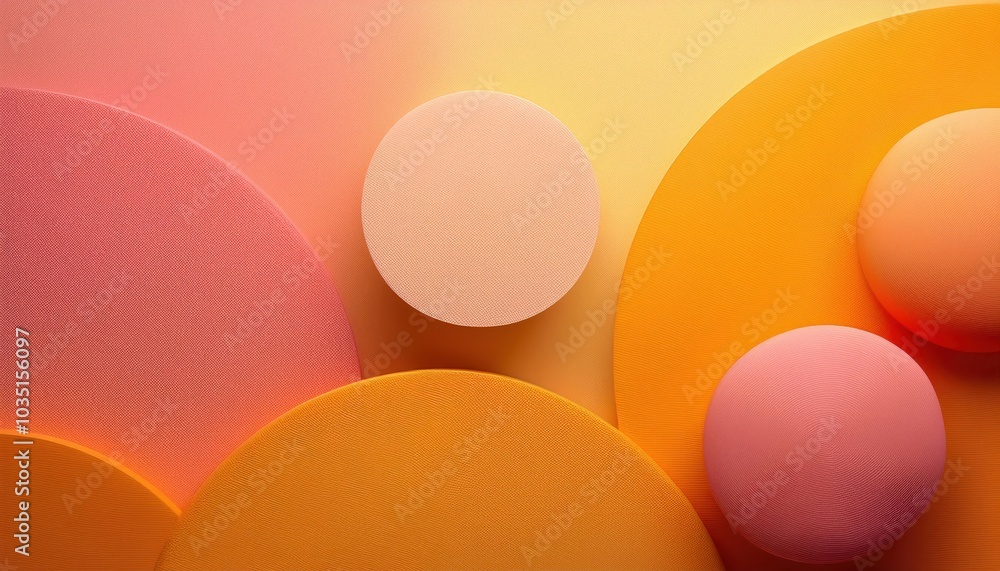 Poster vibrant abstract circular shapes with gradients in warm hues of orange and pink. perfect for modern 