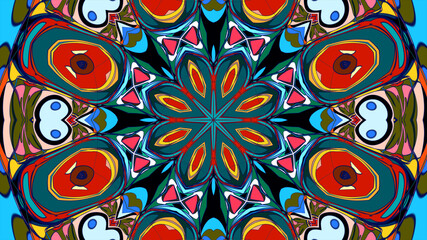 Fototapeta premium Abstract colorful psychedelic mandala pattern for a summer music festival