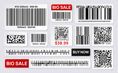 Realistic qr barcode template collection
