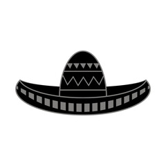 Vector Mexican sombrero with maracas. Cinco de mayo symbol isolated on white background.