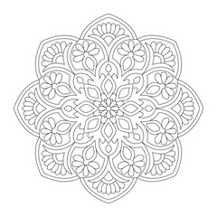 Floral Vector abstract mandala pattern design for coloring book page, vector file