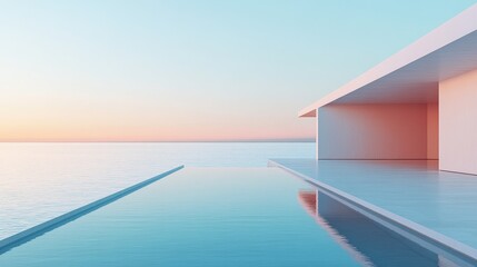 Obraz premium Minimalist abstract wallpaper, featuring clean lines and geometric shapes of modernist architecture, with soft desaturated tones. It embodies the beauty of simplicity and tranquility.