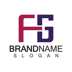 Alphabet Letters FG or GF logo design template
