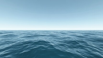 Fototapeta premium Calm Ocean Horizon Under Clear Blue Sky