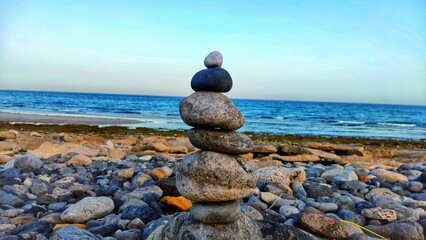 stack of stones on the beach