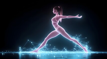 Hyper Detailed Yoga Pose with Muscle Activation and Energetic Flow Visualization