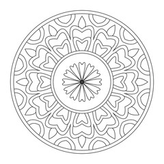 Henna tattoo flower drawing mandala design coloring book page, vector design