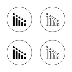 Decrease bar chart icon set on circle line