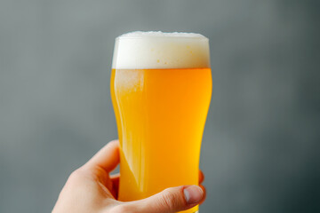 Wizen glassware male hand holding filled with beer , alcohol isolated on isolated background.