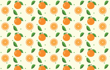Seamless pattern with fresh orange fruits. Vector orange slices citrus repeat pattern for decoration and print. Citrus repetition pattern
