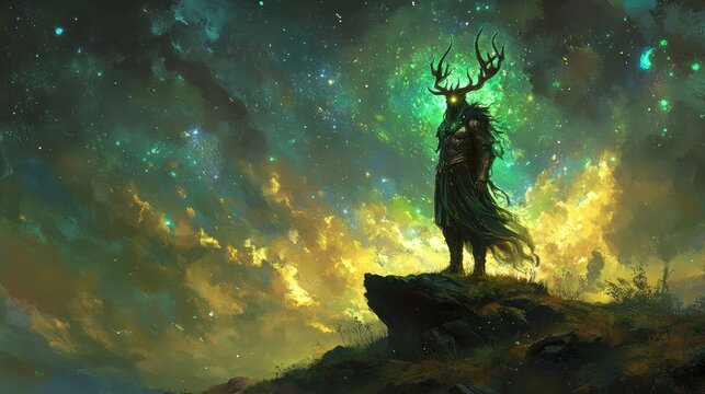 Odin Standing at the Well of Mimir with Glowing Eye