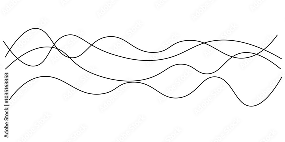Aufkleber Vector curve wave seamless pattern background. Abstract thin gray and white wavy lines background. Thin wavy curve line vector background.