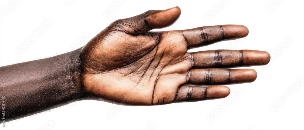 Poster professional photograph of a hand displaying the of human size and proportion in a minimalist settin