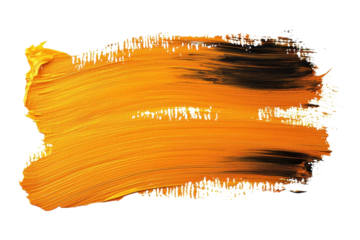 Bold orange and black paint stroke on transparent background. showcasing vibrant expression and abstract art. Ideal for creative projects.