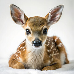 Fototapeta premium portrait of a deer. deer, animal, wildlife, mammal, nature, wild, antelope, brown, ears, doe, head, grass, buck, portrait, cute, kangaroo, park, fawn, young, fur, zoo, impala, roe, green, animals