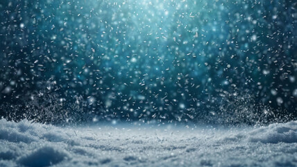 Obraz premium A lively scene with twinkling holiday lights strung across a bustling town square, as snowflakes dance in the air, creating a magical winter wonderland.