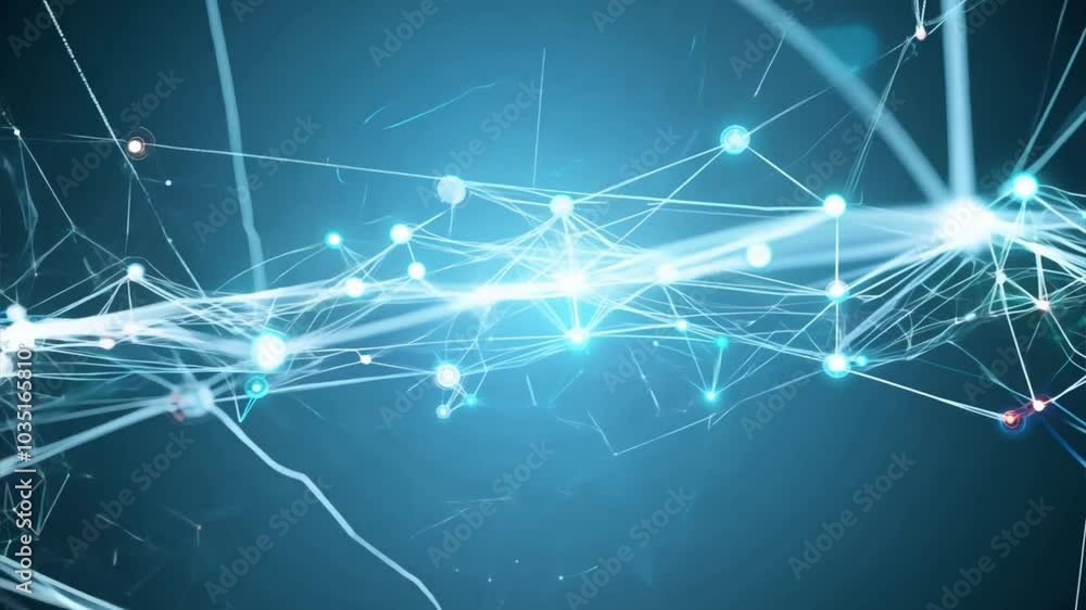 Poster dynamic abstract technology glowing blue lines and data connections in futuristic network of innovat