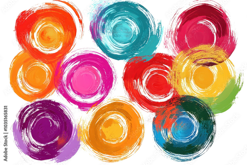 Aufkleber vibrant abstract circles with colorful brushstrokes create a lively and dynamic visual, perfect for 