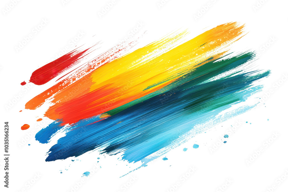 Poster vivid abstract brush strokes in vibrant colors overlapping on a transparent background. creative and