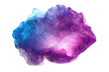 Vivid cosmic cloud with vibrant blue and purple hues, creating a celestial and surreal atmosphere full of stars against a dark background.