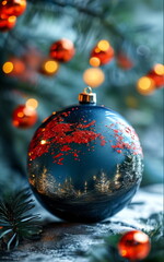 Christmas tree, New Year's Eve, glowing balloon toy with a beautiful pattern inside