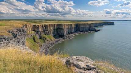 Stunning Coastal Cliffs Under Blue Sky