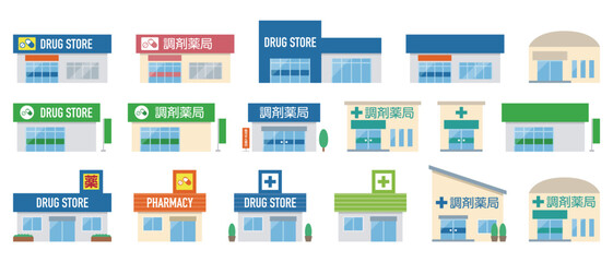 ドラッグストアのイラストセット