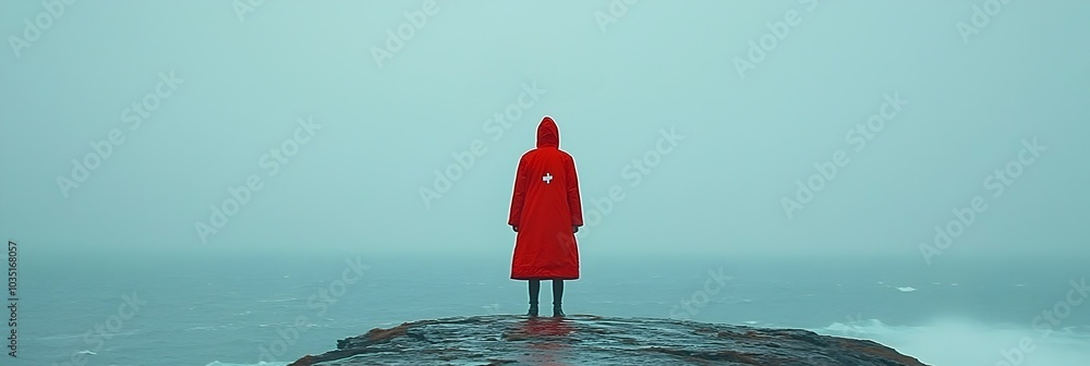 Poster a breathtaking vista of a majestic lighthouse standing tall atop rugged cliffs overlooking the power