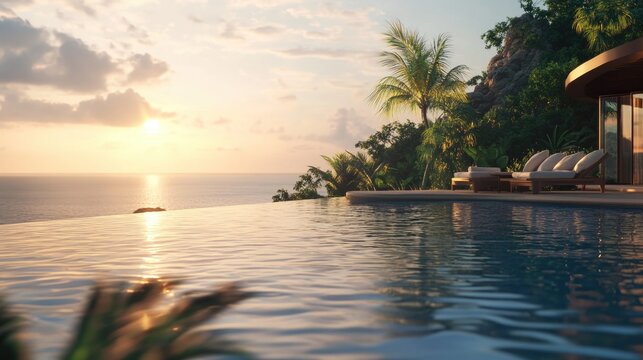 Luxury Beachside Resort - Tranquil Ocean Sunset