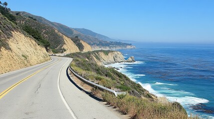 Scenic Coastal Road Along the Ocean Cliffs