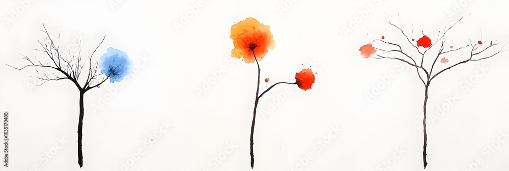 Fototapete Captivating abstract composition featuring a harmonious blend of ink splashes and watercolor stains creating a fluid dynamic and visually striking expression