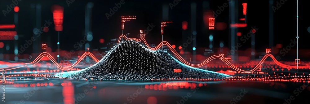 Fototapete captivating abstract composition featuring vibrant neon lines forming dynamic undulating wave patter