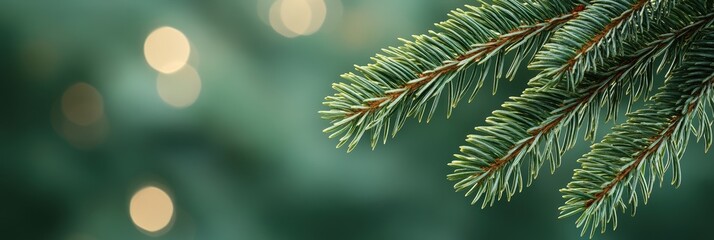Evergreen Branch with Soft Focus Background
