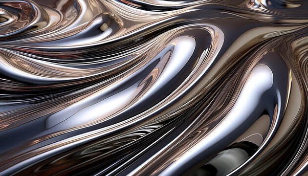 beau fond de surface liquide en m&eacute;tal liquide argent&eacute; ou chrom&eacute; et brillant