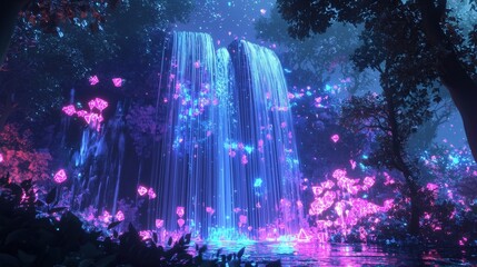 Fototapeta premium Mesmerizing Cascading Waterfalls in a Fantastical Ethereal Landscape