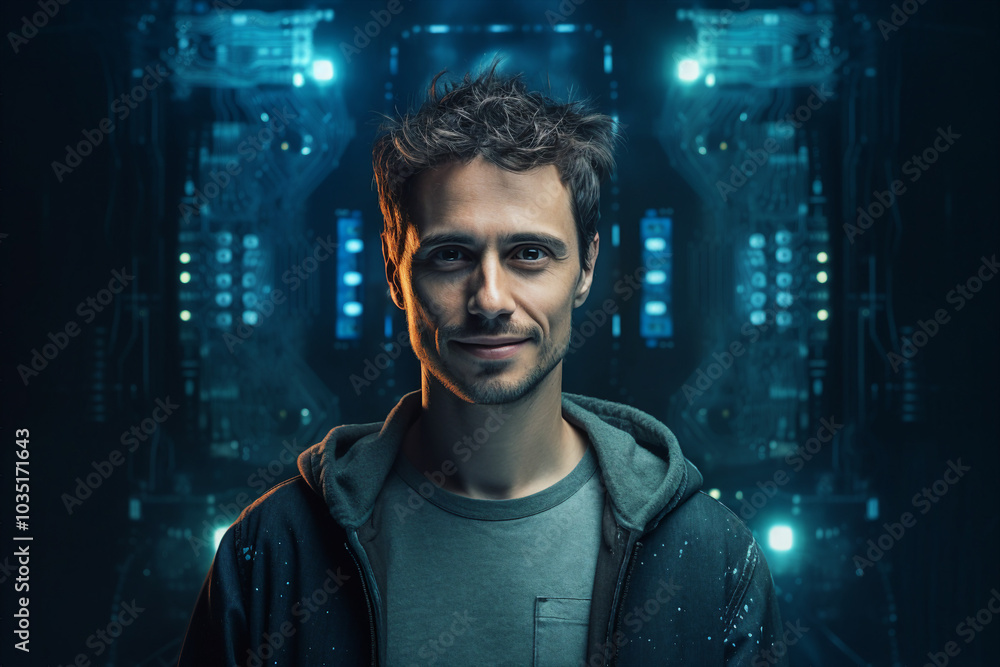 Poster generative ai picture of successful specialist working it company intelligence and business analytic