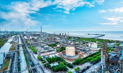 Oil refinery and chemical plant at seaside