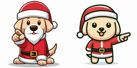 Fototapeta premium Labrador in santa outfit pointing cheerfully