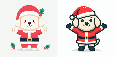 Fototapeta premium Labrador retriever in santa outfit with arms extended