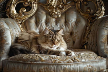 Image of a beautiful graceful animal in a luxury armchair generative AI