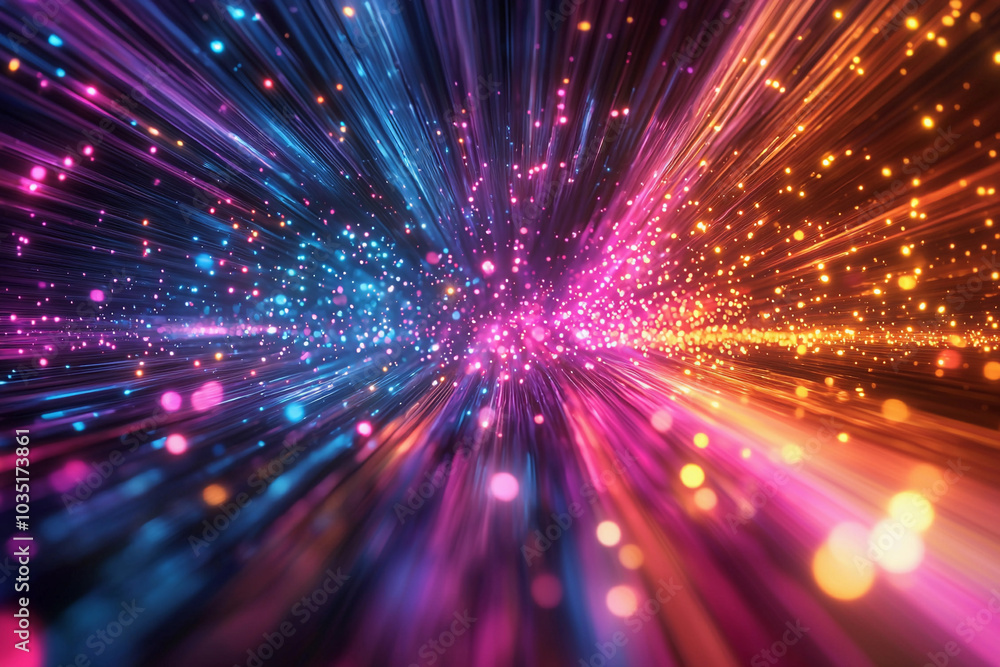 Poster vibrant abstract light trails create dynamic visual patterns at night