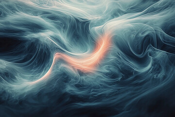 Abstract swirling patterns in cool tones with a hint of warm light