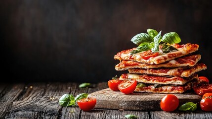 Delicious Stack of Freshly Baked Pizza Slices