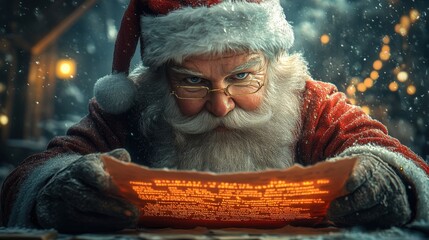 Santas Workshop Checking the Christmas List with a Magical Glow