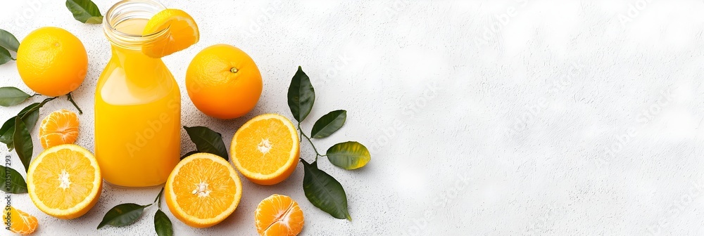 Poster freshly poured citrus delight an inviting glass of orange juice with vibrant oranges on the side cap