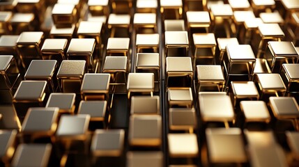 Fototapeta premium Golden Cubes in Abstract Formation