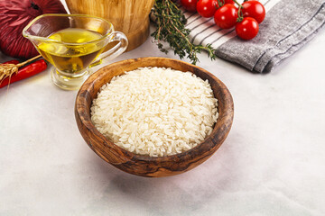 Dry Arborio rice for risotto