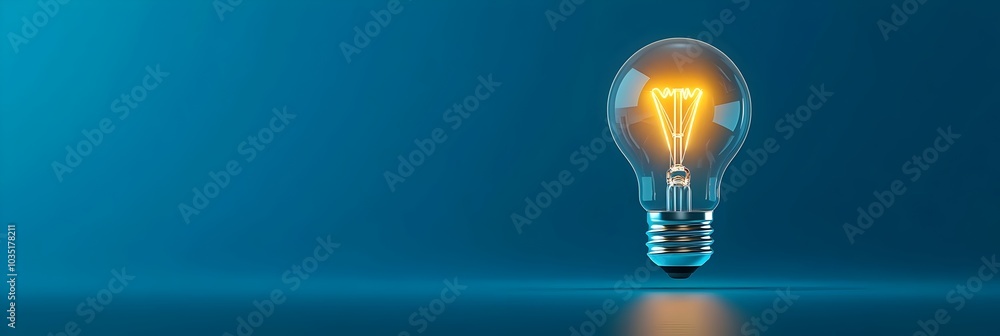 Poster glowing light bulb in the dark symbolizing a sudden flash of insight creative innovative breakthroug