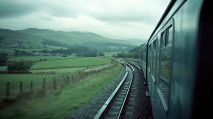 Scenic Train Journey Through Green Landscape
